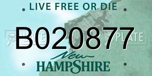 B020877 New Hampshire License Plate