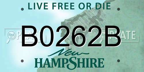 B0262B New Hampshire License Plate