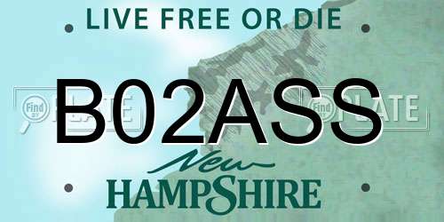 B02ASS New Hampshire License Plate