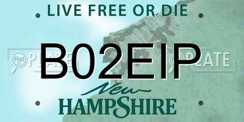 B02EIP New Hampshire License Plate
