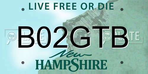 B02GTB New Hampshire License Plate