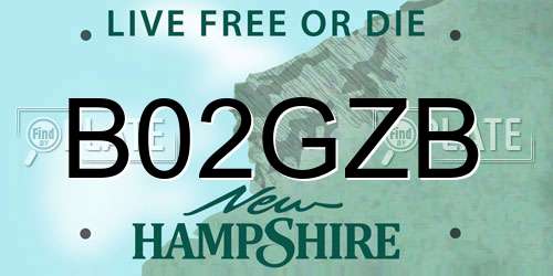 B02GZB New Hampshire License Plate