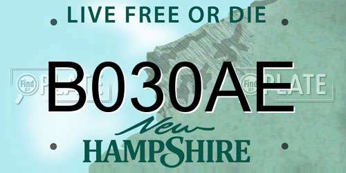 B030AE New Hampshire License Plate