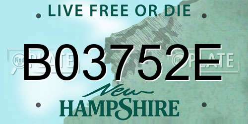 B03752E New Hampshire License Plate