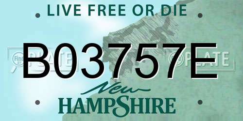 B03757E New Hampshire License Plate