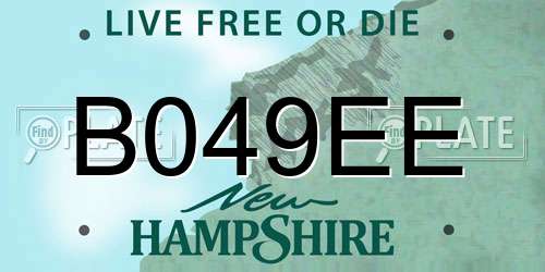 B049EE New Hampshire License Plate