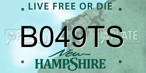 B049TS New Hampshire License Plate