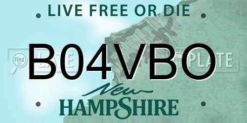 B04VBO New Hampshire License Plate