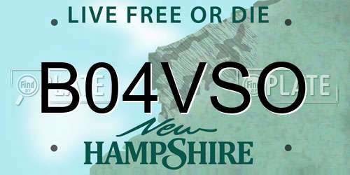 B04VSO New Hampshire License Plate