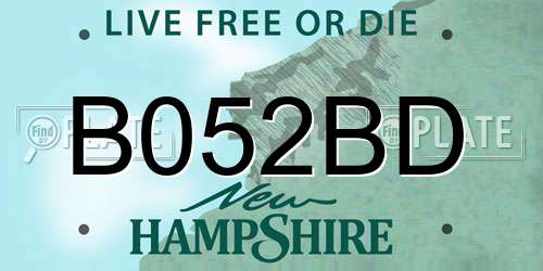B052BD New Hampshire License Plate