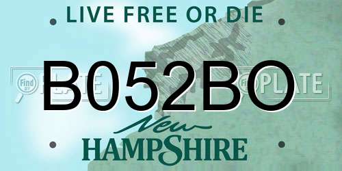 B052BO New Hampshire License Plate