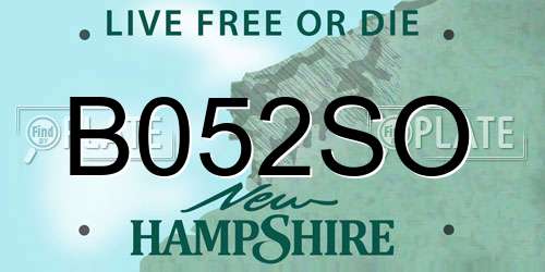 B052SO New Hampshire License Plate