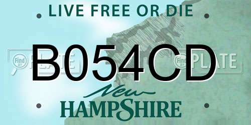 B054CD New Hampshire License Plate