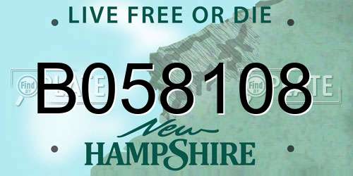B058108 New Hampshire License Plate