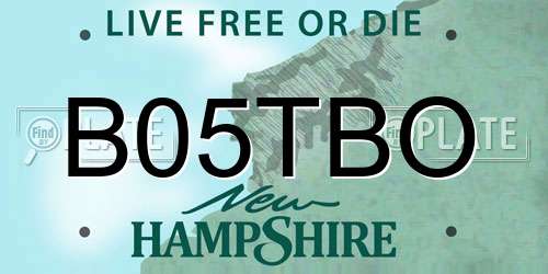 B05TBO New Hampshire License Plate