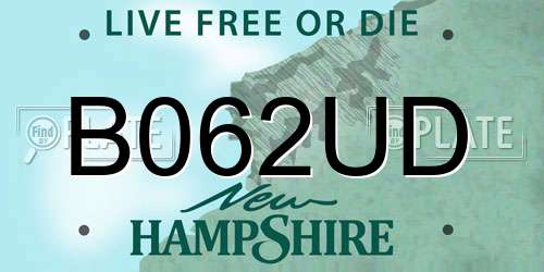 B062UD New Hampshire License Plate