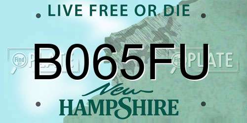 B065FU New Hampshire License Plate