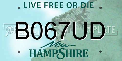 B067UD New Hampshire License Plate