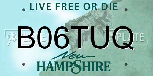 B06TUQ New Hampshire License Plate