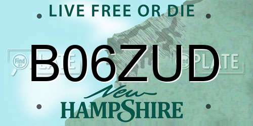 B06ZUD New Hampshire License Plate