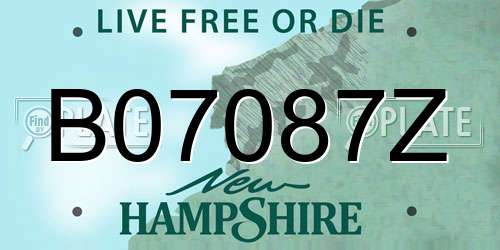 B07087Z New Hampshire License Plate