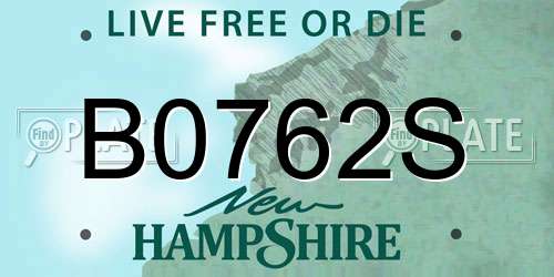 B0762S New Hampshire License Plate