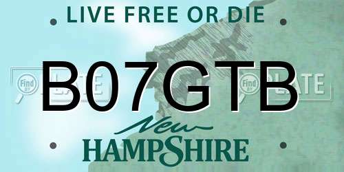 B07GTB New Hampshire License Plate