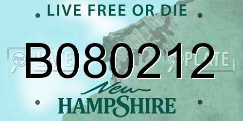 B080212 New Hampshire License Plate