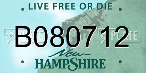 B080712 New Hampshire License Plate