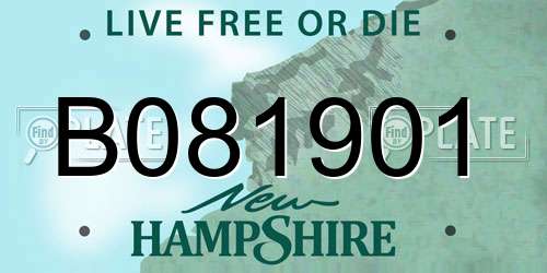 B081901 New Hampshire License Plate