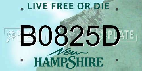 B0825D New Hampshire License Plate