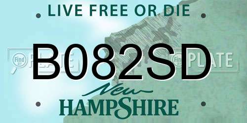 B082SD New Hampshire License Plate