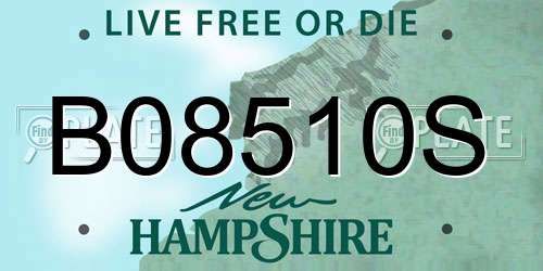 B08510S New Hampshire License Plate