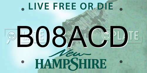 B08ACD New Hampshire License Plate