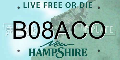 B08ACO New Hampshire License Plate