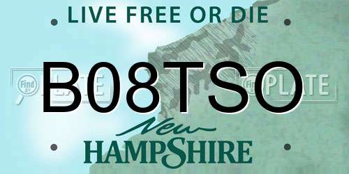 B08TSO New Hampshire License Plate