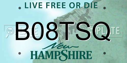 B08TSQ New Hampshire License Plate