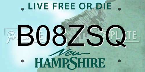 B08ZSQ New Hampshire License Plate