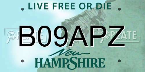 B09APZ New Hampshire License Plate