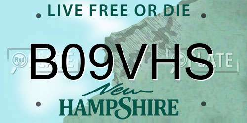 B09VHS New Hampshire License Plate