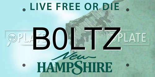 B0LTZ New Hampshire License Plate