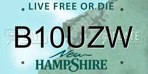 B10UZW New Hampshire License Plate