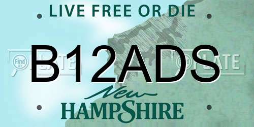 B12ADS New Hampshire License Plate