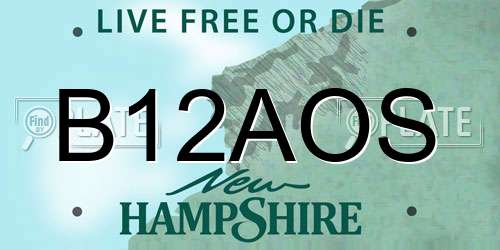 B12AOS New Hampshire License Plate