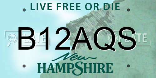 B12AQS New Hampshire License Plate
