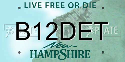 B12DET New Hampshire License Plate