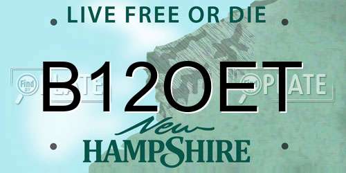B12OET New Hampshire License Plate