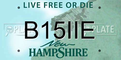 B15IIE New Hampshire License Plate