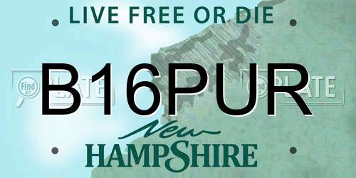 B16PUR New Hampshire License Plate