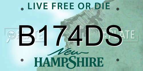 B174DS New Hampshire License Plate